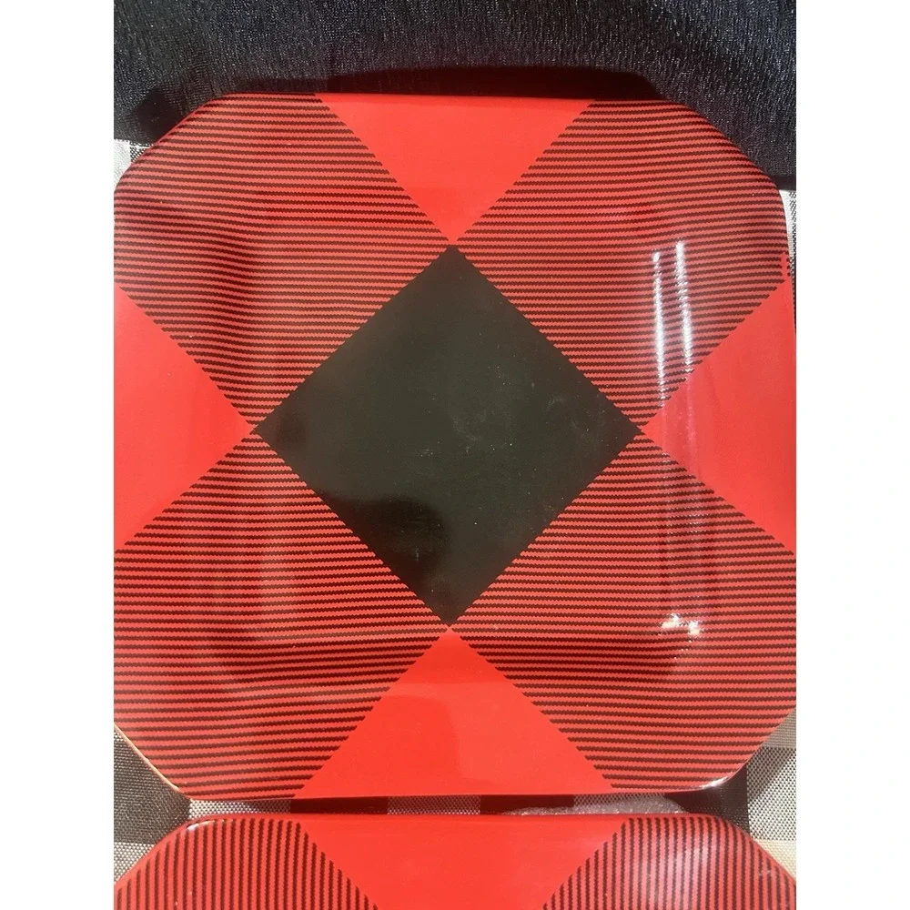 NWT Adam Lippes Set of Four Appetizer Plates RED AND BLACK‎ (2259-2260)